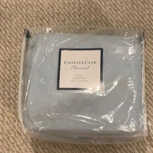 Charter Club Flannel King Sheet Set - Soft Blue